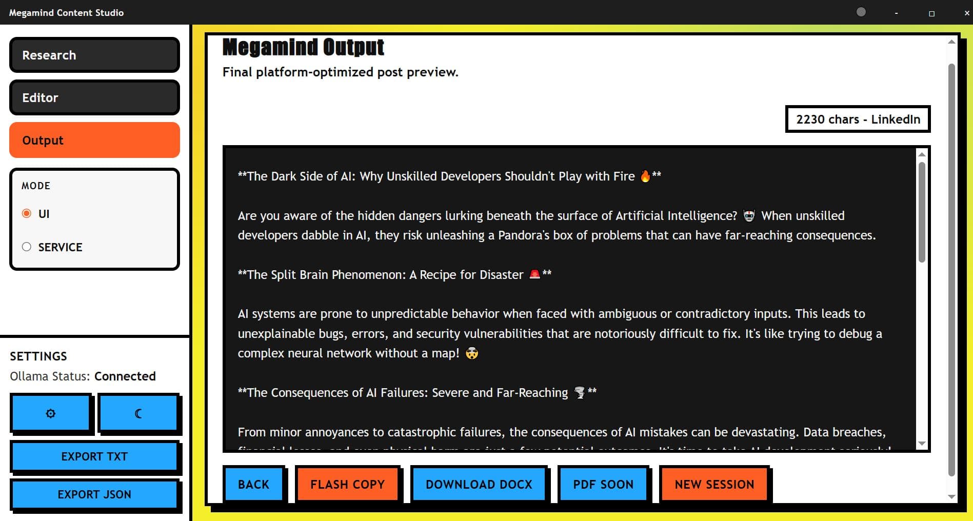 🚀 Meet Megamind Content Studio V2: Your Local AI Writing Partner